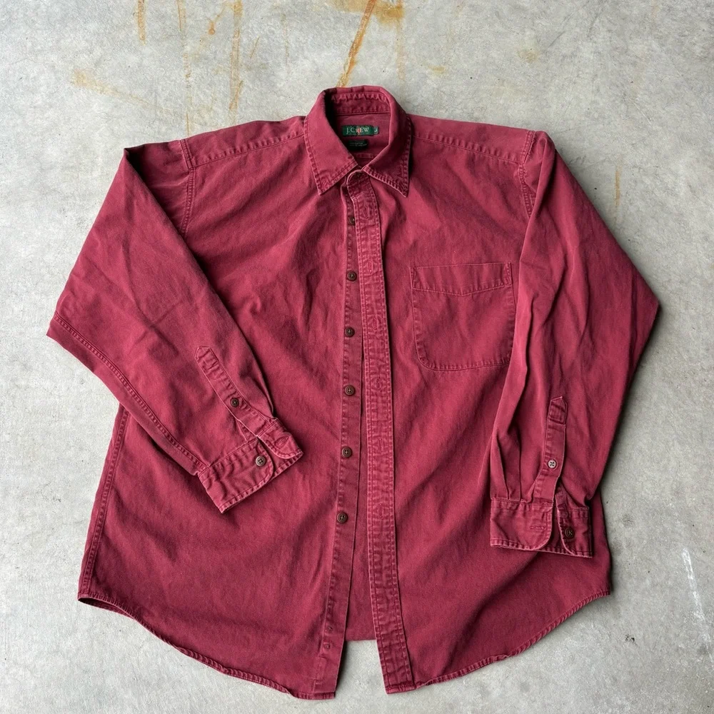 J. Crew Vintage Button Down Red Garment Dyed Men’s Large 90s Classic Fit